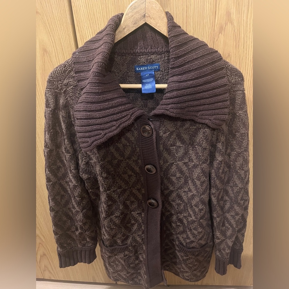 Karen Scott Women's Chocolate Cardigan